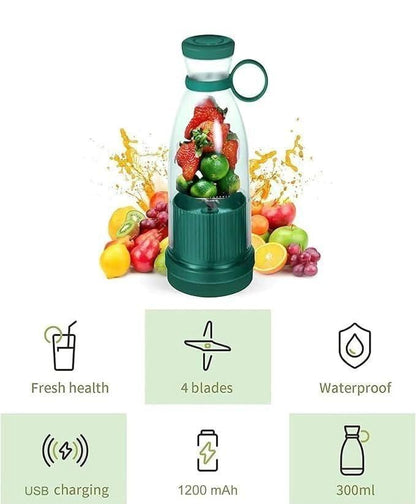 Portable USB Rechargeable Mini Juice Blender – 4 Blade, 300ml | Travel Smoothie Maker